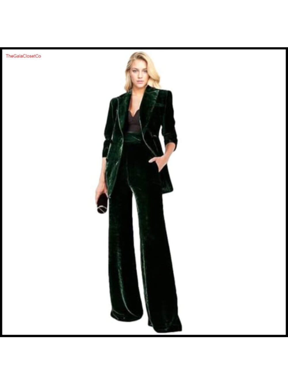 Velvet Pant Suit Set Double Breasted Blazer Tuxedo Formal Business